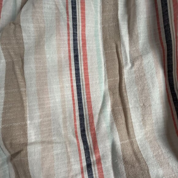 Cynthia Ashby Baggie Stripe Linen Pants Coral Size 1 Elastic Waist Relaxed New - Picture 3 of 11